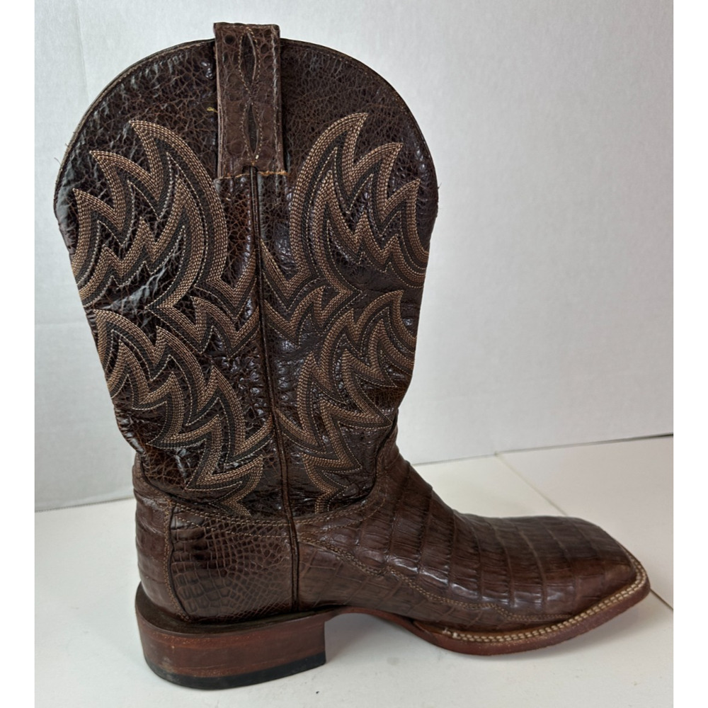 Cavender’s Alligator Print Western Boots Cowboy Square Toe Brown Men's Size 10 D - Picture 5 of 14